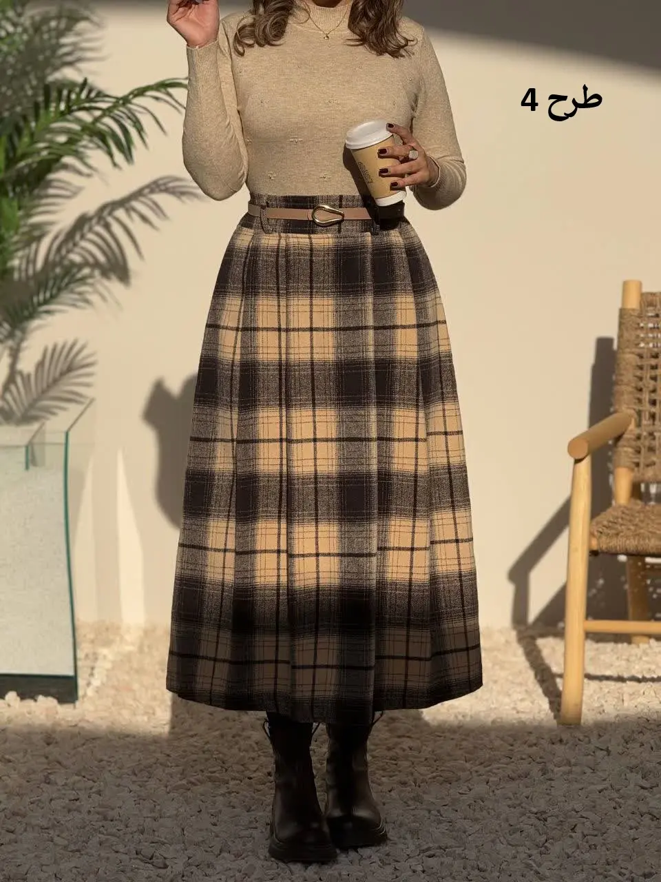 3761- دامن چهارخونه پاییزه